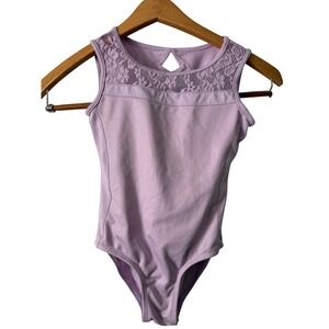 Unbranded Leotard Kids Size M Lavender Excellent Shimmer Lace Lattice Back